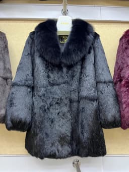 2024 100% Genuine Whole Skin Real Rabbit Fur Coat With Natural Fox Fur Collar Jacket Full Pelt Luxury Rabbit Fur Overcoat