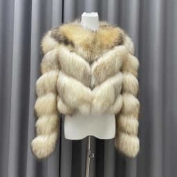 Ladies Winter Luxurious Crop Fur Coat Women Real Raccoon Fur Jacket Long Sleeve V-shaped Hand-cut Thickened Warm Fashion