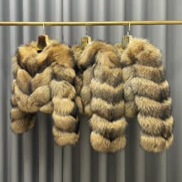 Ladies Winter Luxurious Crop Fur Coat Women Real Raccoon Fur Jacket Long Sleeve V-shaped Hand-cut Thickened Warm Fashion