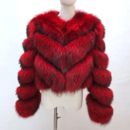 Ladies Winter Luxurious Crop Fur Coat Women Real Raccoon Fur Jacket Long Sleeve V-shaped Hand-cut Thickened Warm Fashion