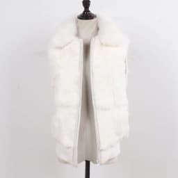 Natural Rabbit Fur Vest Winter Women 100% Genuine Rabbit Fur Gilet Lady Warm Rabbit Fur Sleeveless Jacket With Fox Fur Collar