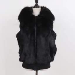 Natural Rabbit Fur Vest Winter Women 100% Genuine Rabbit Fur Gilet Lady Warm Rabbit Fur Sleeveless Jacket With Fox Fur Collar