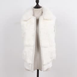 Natural Rabbit Fur Vest Winter Women 100% Genuine Rabbit Fur Gilet Lady Warm Rabbit Fur Sleeveless Jacket With Fox Fur Collar