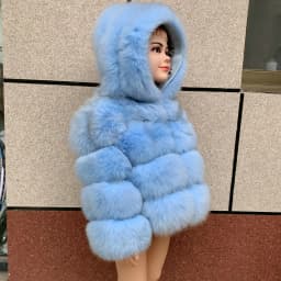HUAQIUMEISI Children's hooded real fur coat girl boy same style children's Kids fox fur coat children's raccoon fur coat hooded
