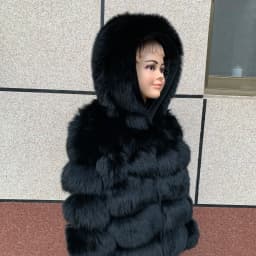 HUAQIUMEISI Children's hooded real fur coat girl boy same style children's Kids fox fur coat children's raccoon fur coat hooded