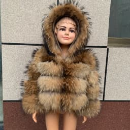 HUAQIUMEISI Children's hooded real fur coat girl boy same style children's Kids fox fur coat children's raccoon fur coat hooded