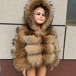 HUAQIUMEISI Children's hooded real fur coat girl boy same style children's Kids fox fur coat children's raccoon fur coat hooded