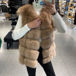 2023 New Women's Winter Real Fur Coat High Quality Natural Fox Fur Vest Fashion Luxurious Warm Sleeveless Dark buckle jacket