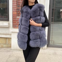 2023 New Women's Winter Real Fur Coat High Quality Natural Fox Fur Vest Fashion Luxurious Warm Sleeveless Dark buckle jacket