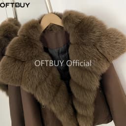 OFTBUY 2026 New Winter Female Duck Down Parka Real Fox Fur Collar Women Natural Fur Warm Jacket Fur Cuffs Casual Coat Outerwear
