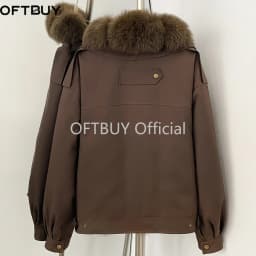 OFTBUY 2026 New Winter Female Duck Down Parka Real Fox Fur Collar Women Natural Fur Warm Jacket Fur Cuffs Casual Coat Outerwear