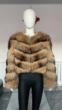 BEIZIRU Women's Real Raccoon Fur Coat Winter Jacket with Turndown Collar Natural Luxury Thick Top