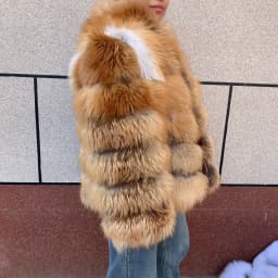 HUA QIU MEI SI Natural Red Fox Fur Jacket for Women's Winter Warmth 100% True Fur Leather Jacket Red Fox Jacket