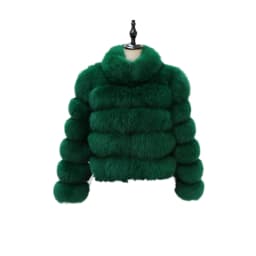 QUEENTINA Fox Fur Coat Real Winter New Outwears Women's Fashion Luxury Jacket High Quality Clothing Natural And Stand Collar