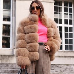 QUEENTINA Fox Fur Coat Real Winter New Outwears Women's Fashion Luxury Jacket High Quality Clothing Natural And Stand Collar