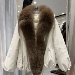 OFTBUY Winter Elastic Hem Thick Women's Coat Women Oversized Cocoon Coat Large Real Fox Fur Collar White Duck Down Jacket