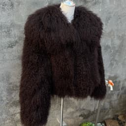 New Style Genuine 100% Mongolian Sheepskin Real Fur Large Collar Brow Jacket Women Winter Coat High-Quality Sheepskin OverCoat