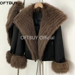 OFTBUY 2026 New Winter Duck Down Women Real Fox Fur Collar Parka Female Warm Puffer Jacket Fur Cuffs Casual Coat Outerwear