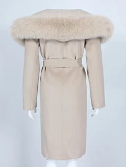 OFTBUY Real Fur Coat Winter Jacket Women Natural Fox Fur Collar Hooded Cashmere Wool Blends Long Outerwear Lady Streetwear