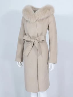 OFTBUY Real Fur Coat Winter Jacket Women Natural Fox Fur Collar Hooded Cashmere Wool Blends Long Outerwear Lady Streetwear