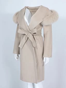 OFTBUY Real Fur Coat Winter Jacket Women Natural Fox Fur Collar Hooded Cashmere Wool Blends Long Outerwear Lady Streetwear