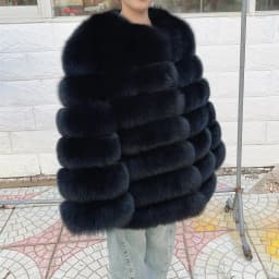 QUEENTINA Fox Fur 70cm Coat Real Winter Women'S New Fashion Furry 2025 Leather And Skin White Natural New In Coats & Jackets