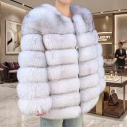 QUEENTINA Fox Fur 70cm Coat Real Winter Women'S New Fashion Furry 2025 Leather And Skin White Natural New In Coats & Jackets