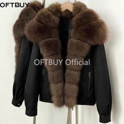 OFTBUY 2026 New Winter Women Windproof Parka Real Fox Fur Collar Duck Down Female Short Warm Jacket Casual Coat Outerwear
