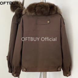 OFTBUY 2026 New Winter Women Windproof Parka Real Fox Fur Collar Duck Down Female Short Warm Jacket Casual Coat Outerwear
