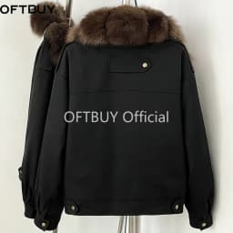 OFTBUY 2026 New Winter Women Windproof Parka Real Fox Fur Collar Duck Down Female Short Warm Jacket Casual Coat Outerwear