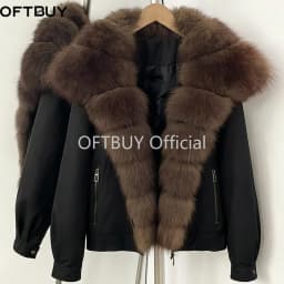 OFTBUY 2026 New Winter Women Windproof Parka Real Fox Fur Collar Duck Down Female Short Warm Jacket Casual Coat Outerwear