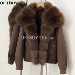 OFTBUY 2026 New Winter Women Windproof Parka Real Fox Fur Collar Duck Down Female Short Warm Jacket Casual Coat Outerwear