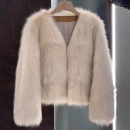 Haining New Style Thickened Fur Coat Young Fashionable Mid-Length Outerwear for Autumn Winter V-Neck Warmth Daily Wear