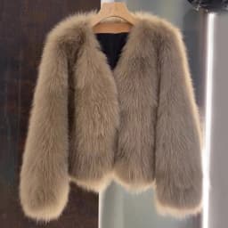 Haining New Style Thickened Fur Coat Young Fashionable Mid-Length Outerwear for Autumn Winter V-Neck Warmth Daily Wear
