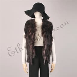 Women's Real Rabbit Fur Vest Knit Natural Leather Tassel Waistcoat Raccoon Fur Collar Winter Knitted Jacket Coat Wholesale
