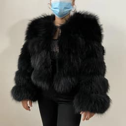 BBEIZIRU Women's Real Raccoon Fur Coat Winter Long Sleeve Natural Luxury Thick Warm Jacket for Fashionable Cold Weather