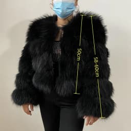 BBEIZIRU Women's Real Raccoon Fur Coat Winter Long Sleeve Natural Luxury Thick Warm Jacket for Fashionable Cold Weather