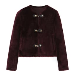 Women's Vintage Style Furry Short Jacket Loose Fit Warm Casual Knot Button Closure Spring 2026 Fashion Ladies' Outerwear