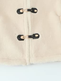 Women's Vintage Style Furry Short Jacket Loose Fit Warm Casual Knot Button Closure Spring 2026 Fashion Ladies' Outerwear