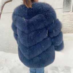 QUEENTINA Natural Fox Fur Coats Fashion New Women's Very Warm And Stylish Jacket Vest Stand Collar Leather Coat Women Winter