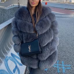 QUEENTINA Natural Fox Fur Coats Fashion New Women's Very Warm And Stylish Jacket Vest Stand Collar Leather Coat Women Winter
