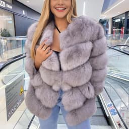 QUEENTINA Natural Fox Fur Coats Fashion New Women's Very Warm And Stylish Jacket Vest Stand Collar Leather Coat Women Winter