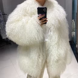 YOLOAgain White Mongolia Sheep Fur Jacket Women 2025 Winter Real Fur Jacket Coat