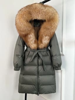 2025 New Winter Puffer Belted Jacket Women Large Real Fox Fur Hooded Thicken Warm 90% White Duck Down Coat Waterproof Long Parka