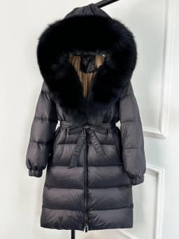 2025 New Winter Puffer Belted Jacket Women Large Real Fox Fur Hooded Thicken Warm 90% White Duck Down Coat Waterproof Long Parka