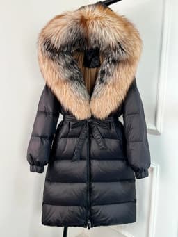 2025 New Winter Puffer Belted Jacket Women Large Real Fox Fur Hooded Thicken Warm 90% White Duck Down Coat Waterproof Long Parka