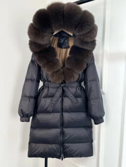 2025 New Winter Puffer Belted Jacket Women Large Real Fox Fur Hooded Thicken Warm 90% White Duck Down Coat Waterproof Long Parka
