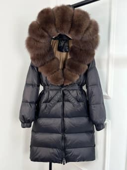 2025 New Winter Puffer Belted Jacket Women Large Real Fox Fur Hooded Thicken Warm 90% White Duck Down Coat Waterproof Long Parka