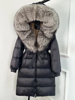 2025 New Winter Puffer Belted Jacket Women Large Real Fox Fur Hooded Thicken Warm 90% White Duck Down Coat Waterproof Long Parka