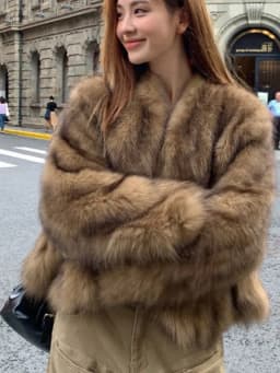 Fashionable Short Fur Coat Women's Stand Collar Young Style Pelt Simulation Warmth Casual Commute Windbreaker Chinese Pro...